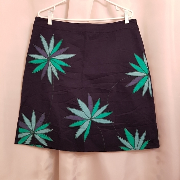 Boden womens blue floral skirt 12R lined, twill - Picture 1 of 7